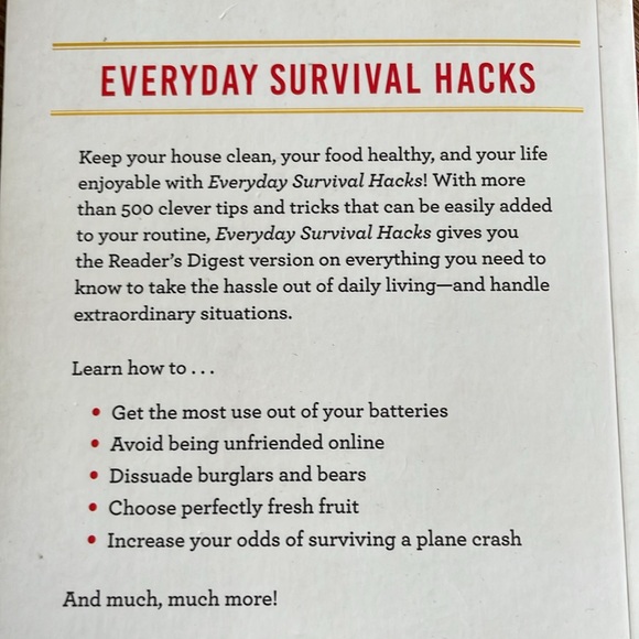 NWT Readers Digest book EVERYDAY SURVIVAL HACKS - Picture 5 of 5